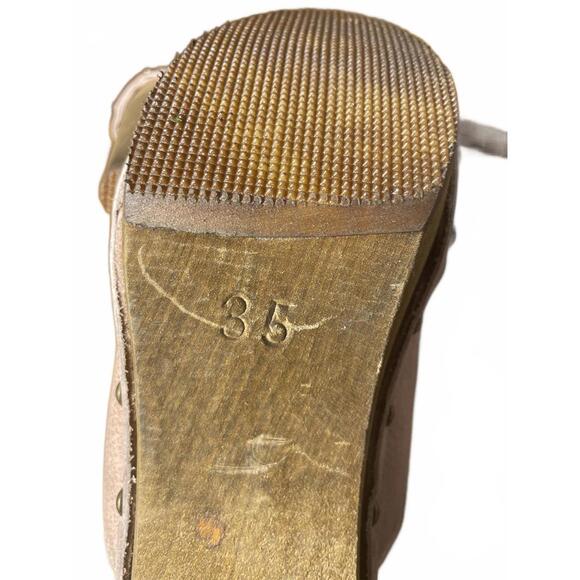 Sanita Clogs Danish Women's 35 Pink Suede Mules Wooden Heels - Picture 4 of 7